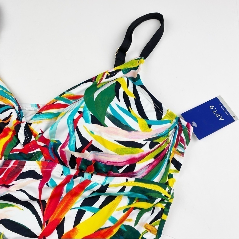 Apt. 9 Plus V-Neck Tropical Leaf Print Tankini Swimsuit Size 1X NWT - Picture 3 of 4
